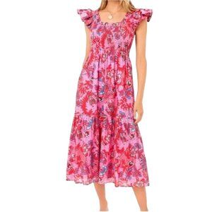 Tuckernuck Bougainvillea Breeze Mallie Midi Dress Floral Quiet Luxury Size XS